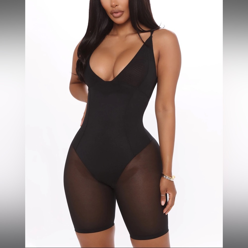 Mesh shaping romper black size medium